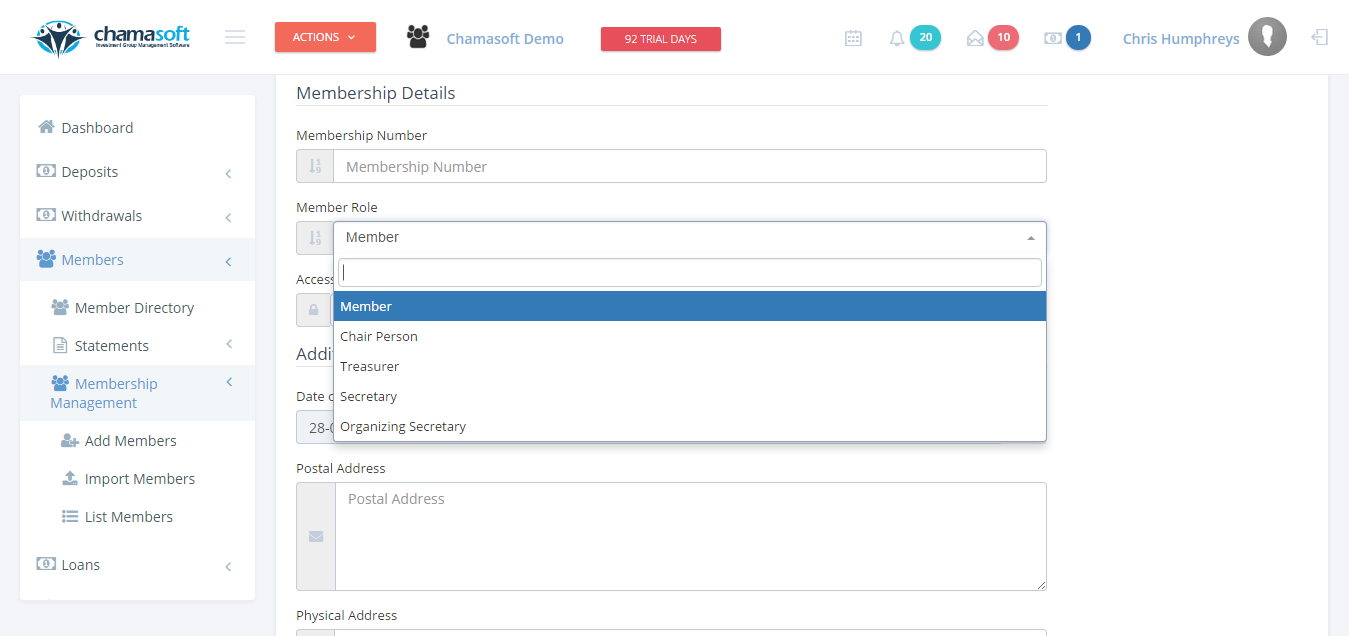 Assigning Member Roles