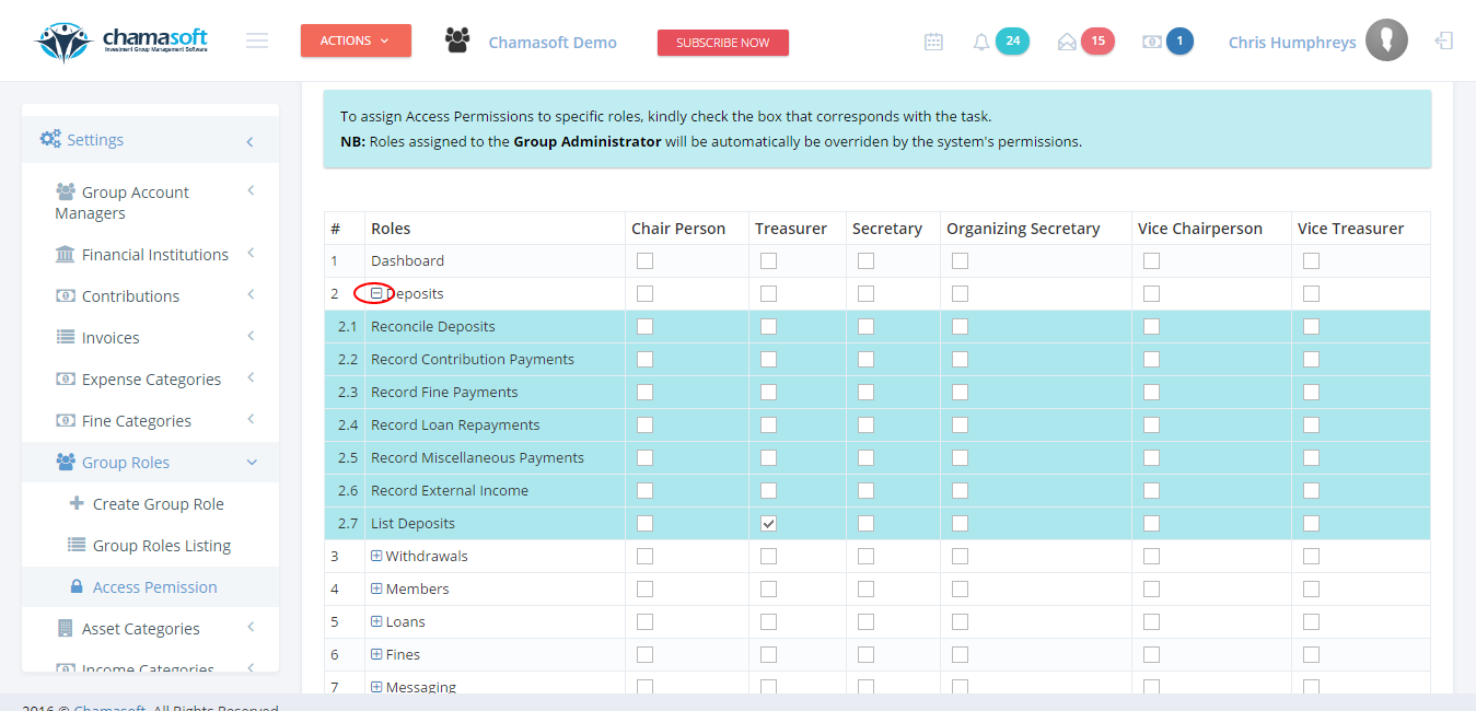 Fig 4: Group Member Permissions