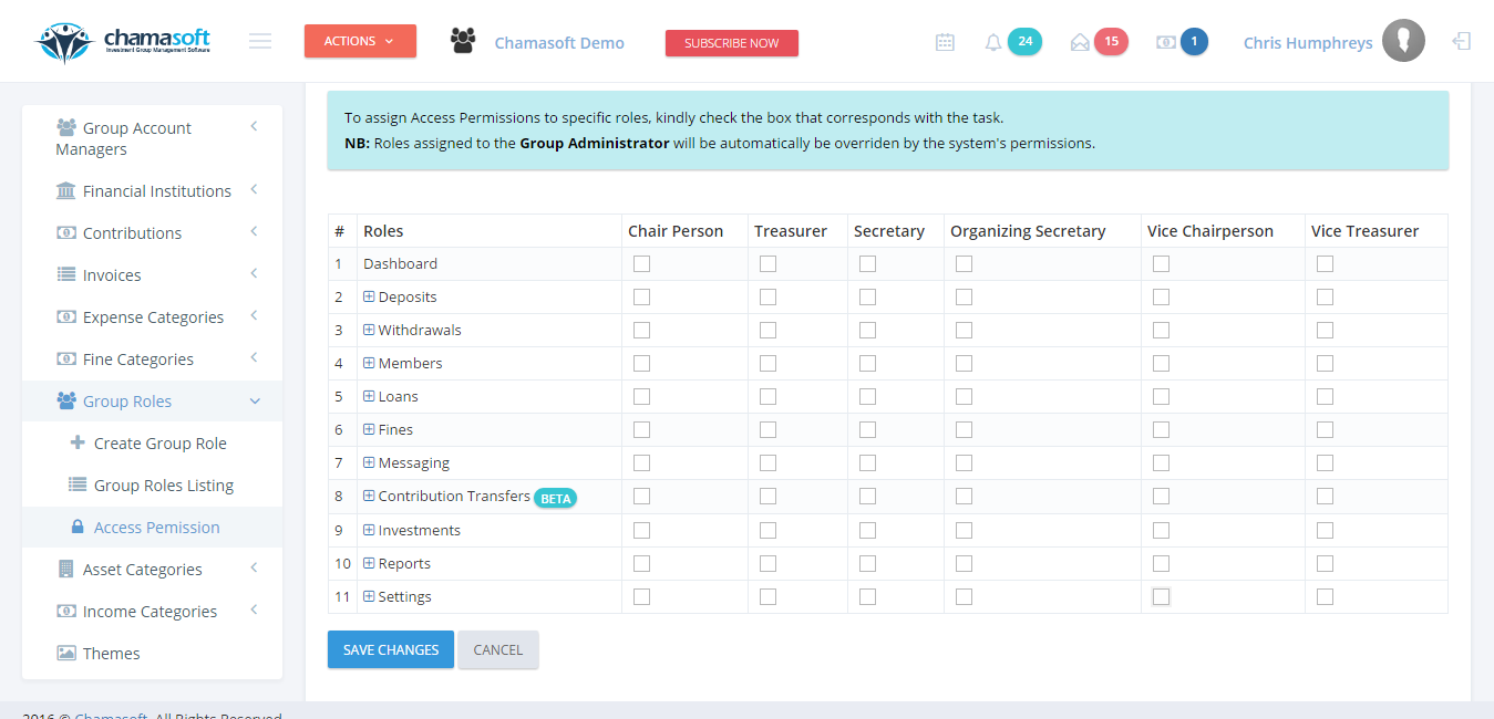 Fig 3: Group Member Permissions