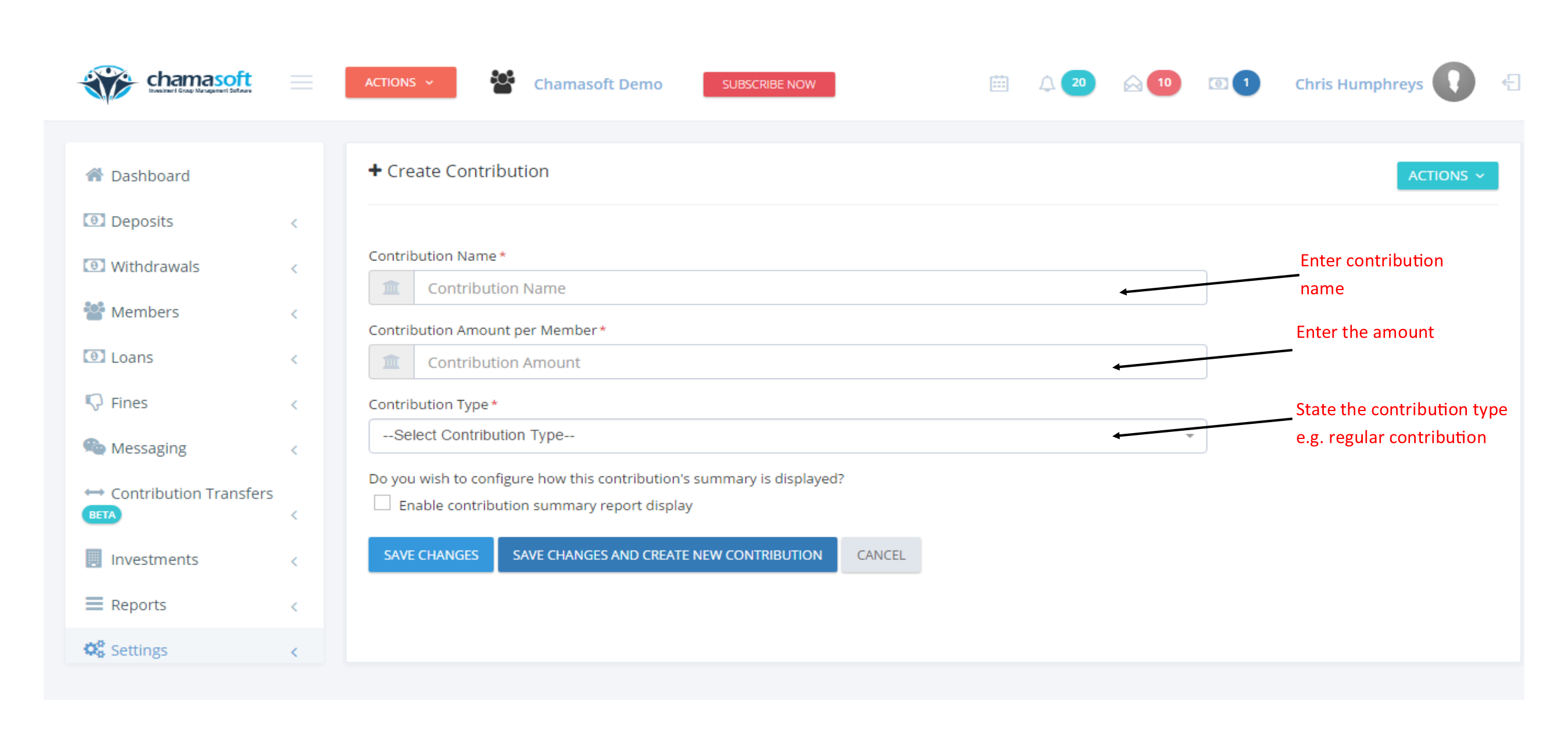 Setting Up Contributions