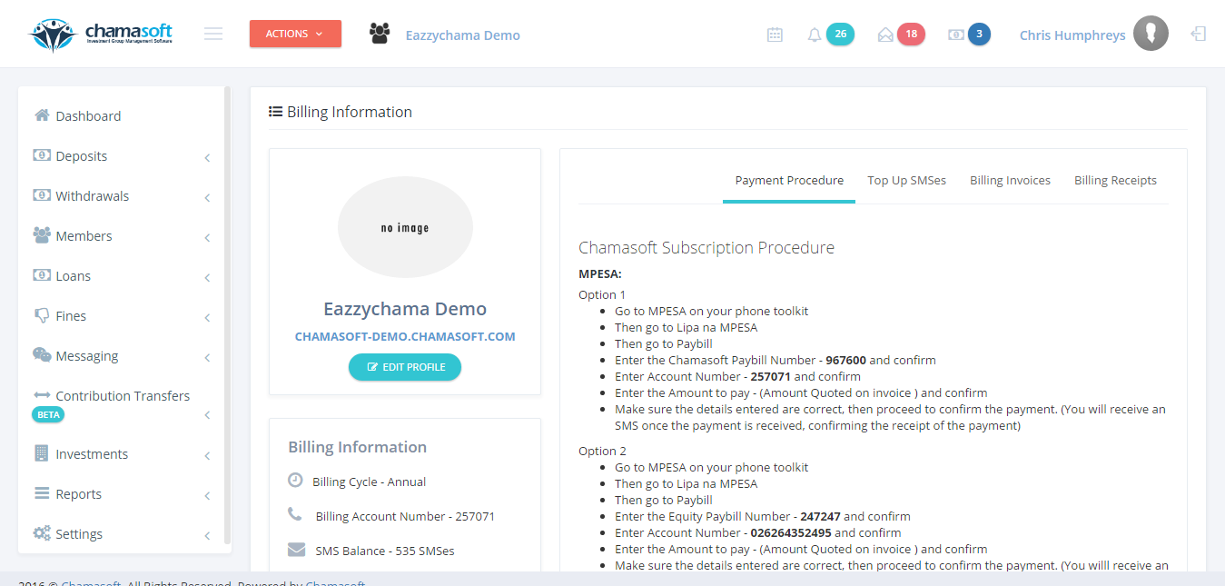 Fig 1: Billing Information