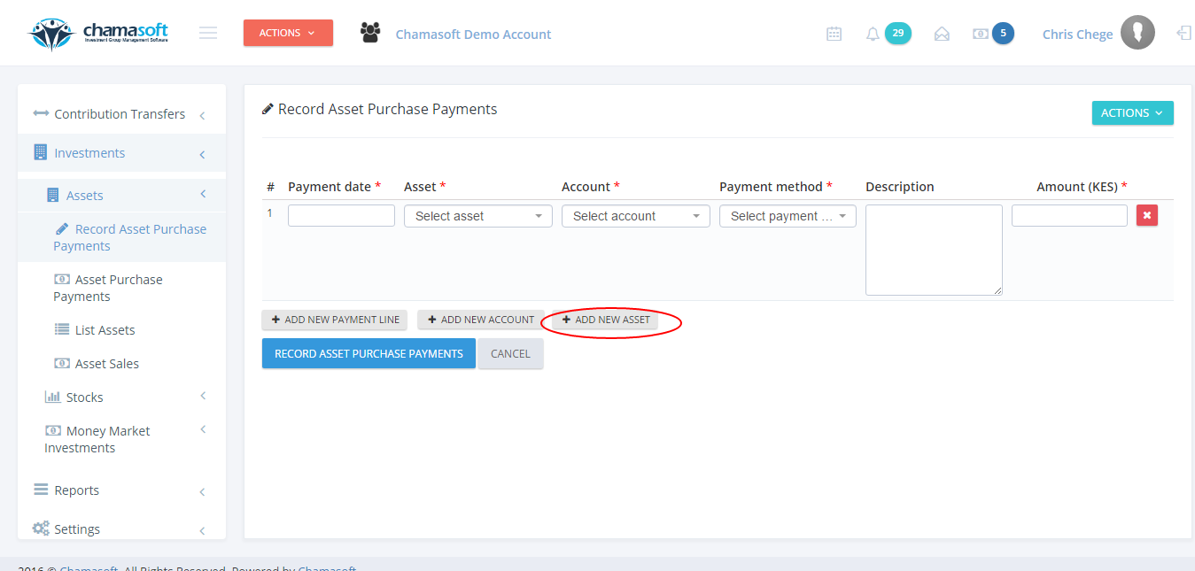 Fig 2: Add Asset