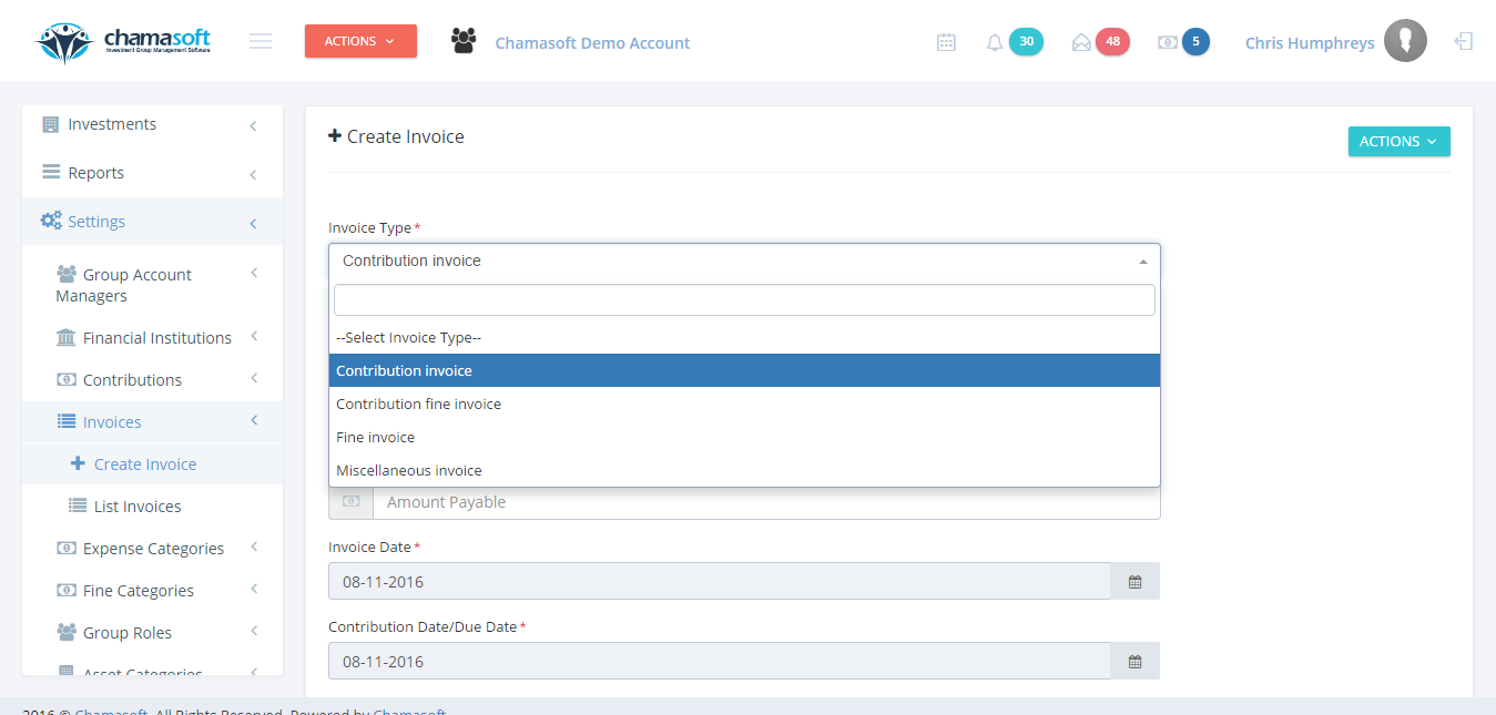 Fig 2: Invoice Type